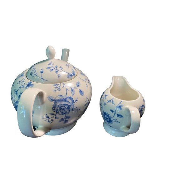 CHURCHILL PRAGUE BLUE ROSE CHINTZ 3 PIECE TEAPOT SET - Picture 8 of 14
